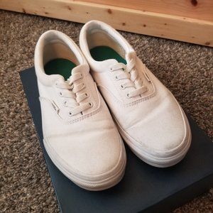 All White Lace-Up Vans Sneakers